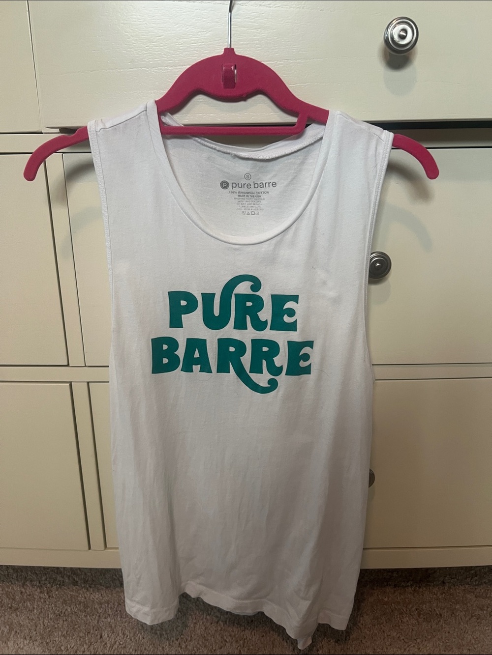 Pure Barre cotton green logo tank small